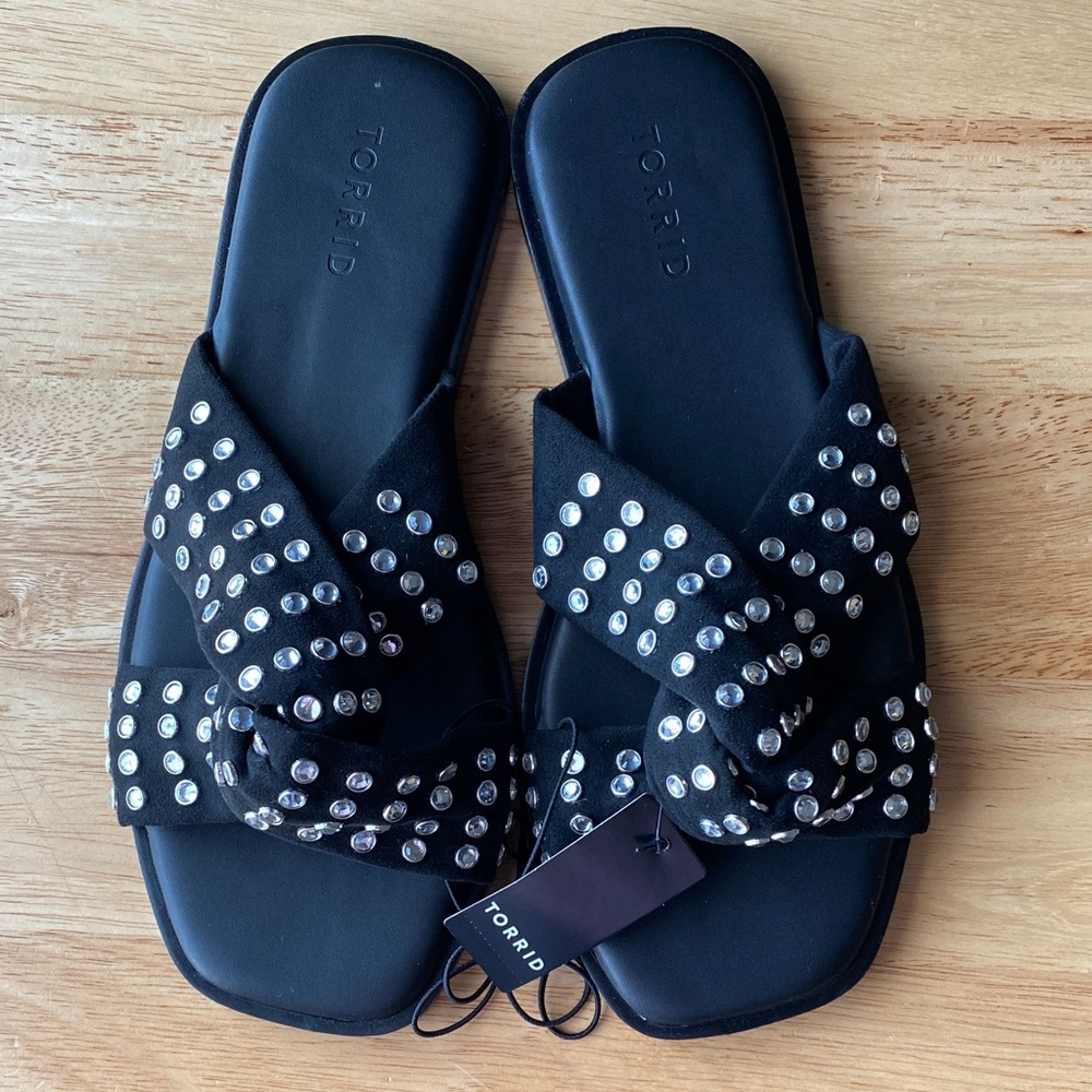 Torrid Black and Silver Studded Sandals